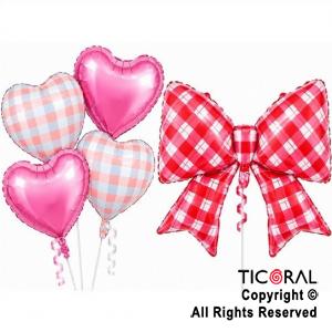 SET DE GLOBOS METALIZADO MO�O CUADRILLE ROJO Y CORAZONES 5 UNIDADES